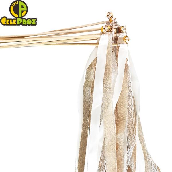 

wedding ribbon wands glitter lace streamer fairy stick with bells birthday party po props decoration