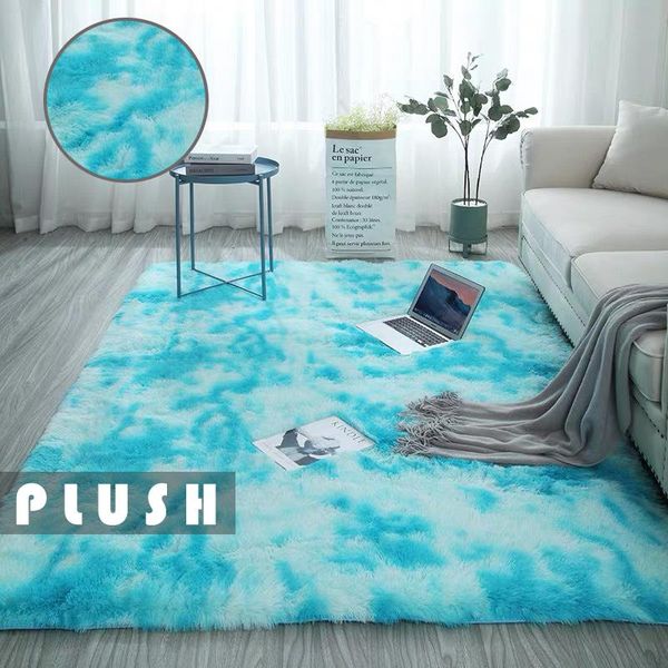 

carpets nordic fashion fluffy non-slip mixed dyed carpet living room / bedroom center black gray pink blue large size hair rugs
