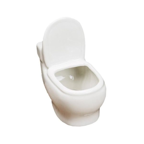 

bath accessory set ceramic fleshy flower pot creative toilet design succulent deskadornment for home office without plants (white)