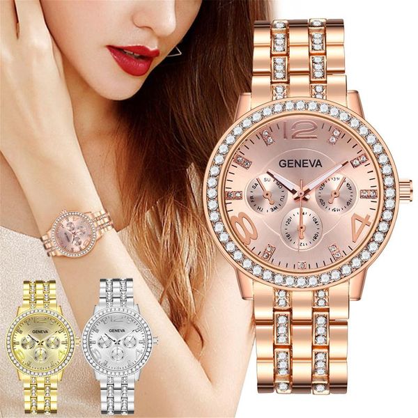 

woman watch 2021 women fashion clock stainless steel small dial casual dress wrist crystal jewelry luxury gift wristwatches, Slivery;brown