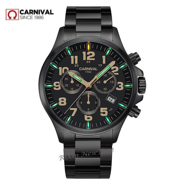 

wristwatches chronograph t25 tritium luminous swatch men ronda quartz watches full steel clock erkek kol saati reloj uhr, Slivery;brown