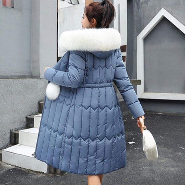 

women's trench coats 2021 winter down cotton women large fur collar long slim pakra female hooded thickening warm jackets fashion solid, Tan;black