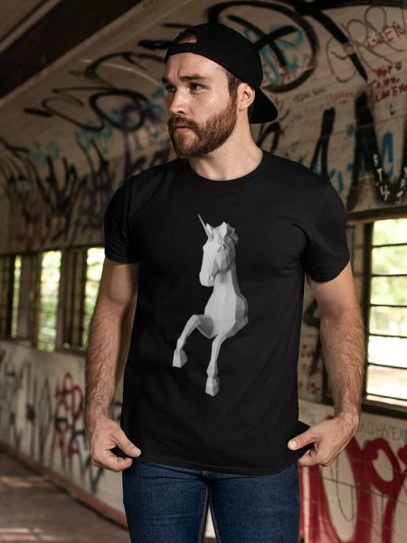 

unicorn papercraft artwork tee men's -image by shutterstock, White;black