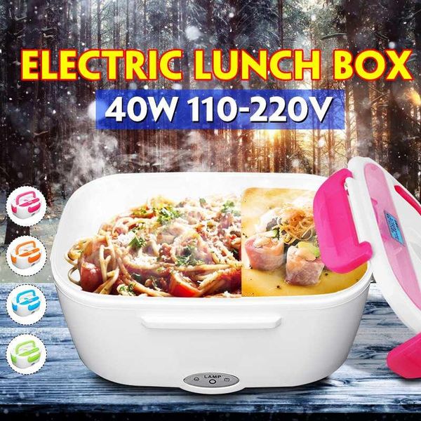 

1.5l portable rice cooker electric heating lunch box warm heater storage container home office 12v 110v 220v car/eu/us plug cookers
