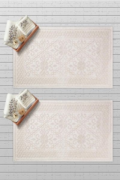 

lilium 2 pieces 100% natural cotton bath mat 50x80 cm mats