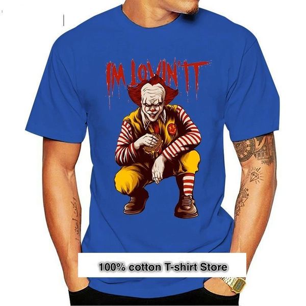 

men's t-shirts camiseta divertida de "im loving it clown pennywise mcdonalds", horror, clÃ¡sica, Ãºnica, White;black
