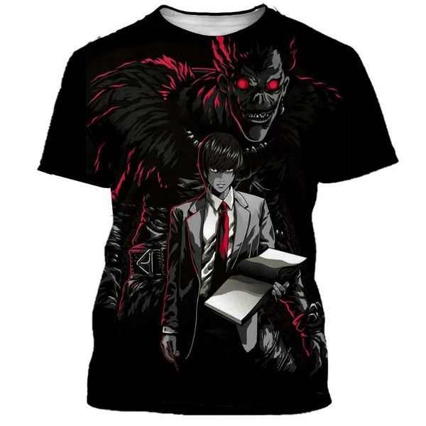 

men's t-shirts 3d anime death note printed t-shirt men/women fashion casual harajuku style t shirts streetwear hip hop clothes 2xs-5xl, White;black