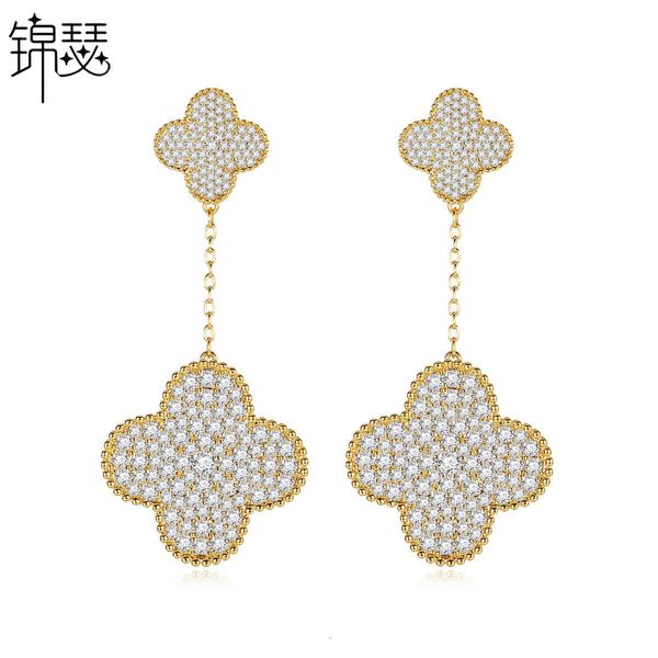 

jewelry charm stud lucky grass earrings fashion long style liusu japan korea super fairy temperament women's micro set gift, Golden