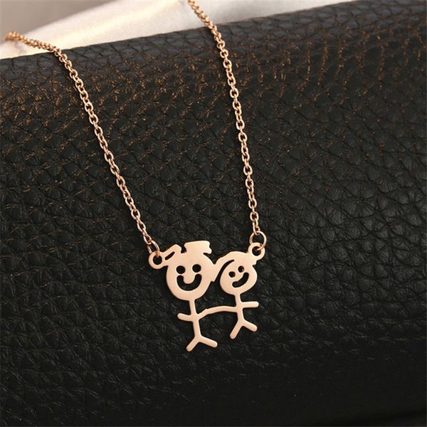 

europe and the united states boys girls cartoon necklace sims stainless steel, Silver