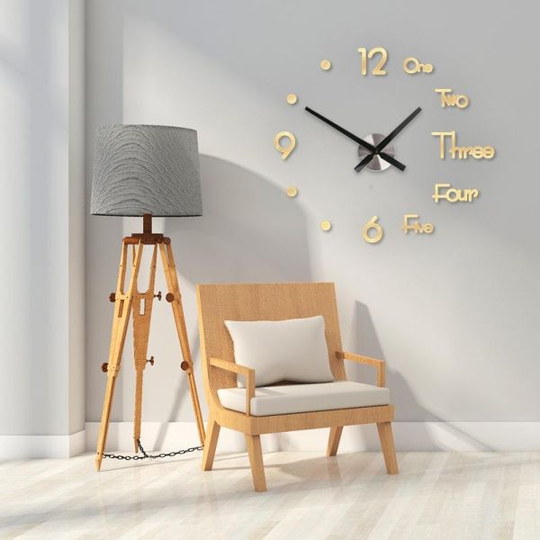 

european 3d wall clock diy creative mirror surface decorative sticker watches bedroom livingroom decoration clocks