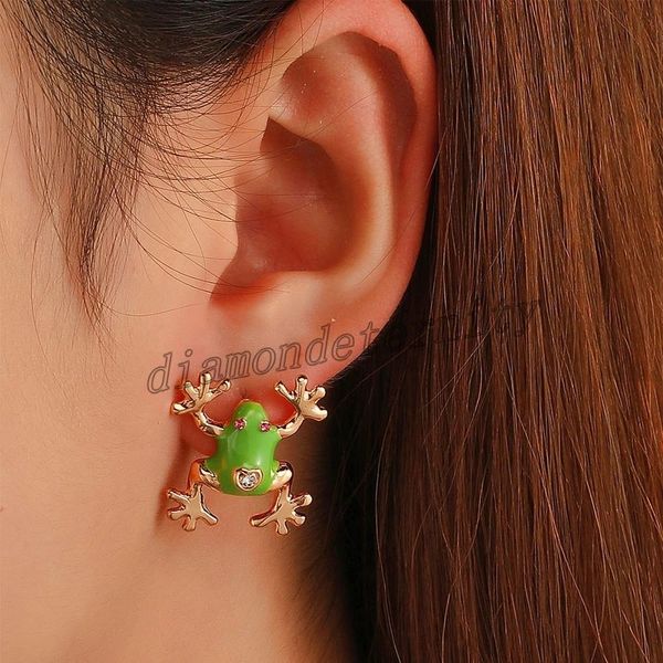 

summer earring cartoon frog stud earrings for charm gift accessories jewelry decoration oil dripping animal earrings creative, Golden;silver
