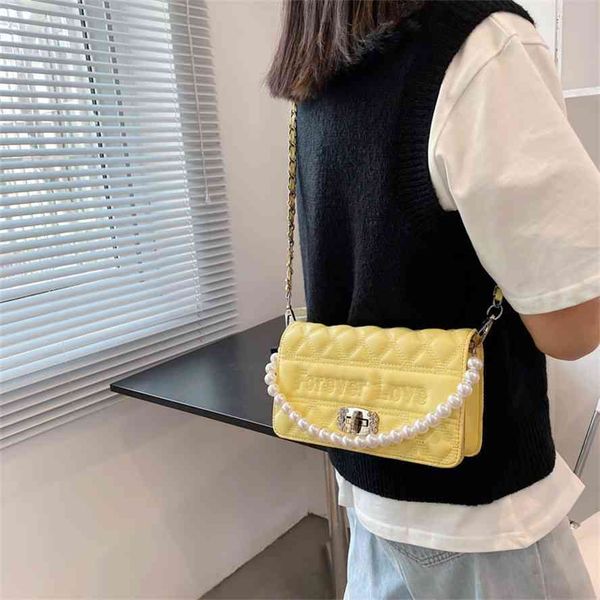 

women's 2021 new pearl chain portable small square bag