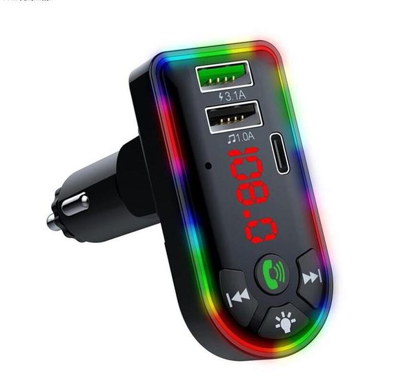 LED Backlit Car Transmissor Bluetooth 5.0 MP3 Áudio TF / U Disco Player Handsfree Kit Adaptador PD Tipo-C Rápido Corte