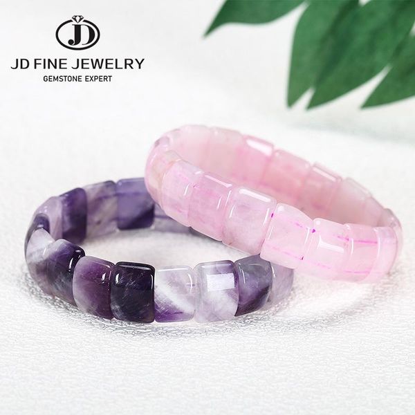 

bangle jd purple amethyst/rose quartz stone beads bracelet natural energy diy jewelry for woman gift wholesale, Black