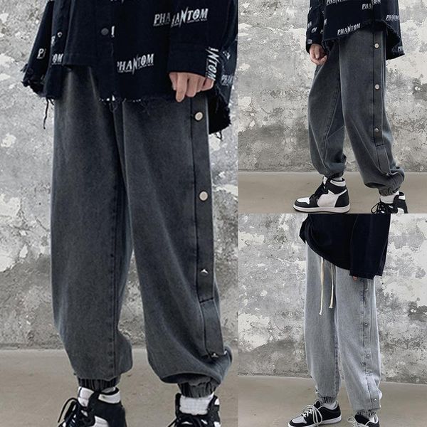 

men's jeans pants fashion large size trousers male straight leg loose breasted small foot 2021 autumn winter for men, Blue
