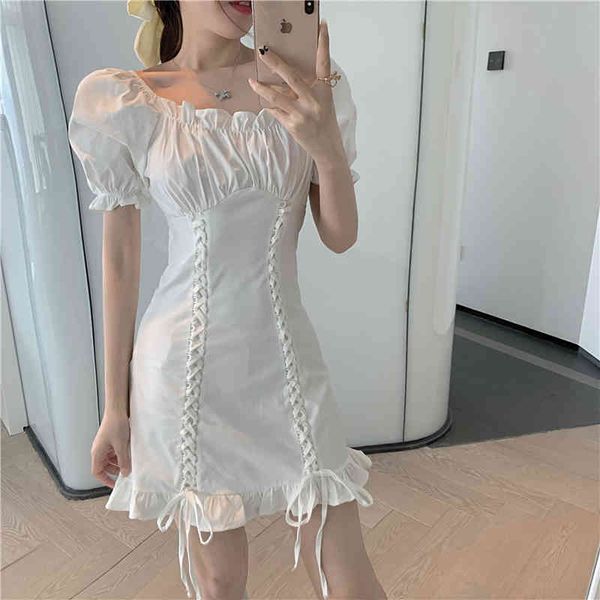 

summer korean palazzo elegant lace up mini dress slim drawstring bandage bodycon dresses ladies vintage womens clothing 210515, Black;gray