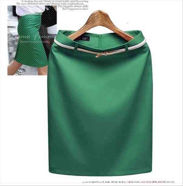 

khaki korean high waist pencil women skirts sash office midi 3xl, Black
