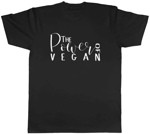 

the power of vegan mens t-shirt tee, White;black