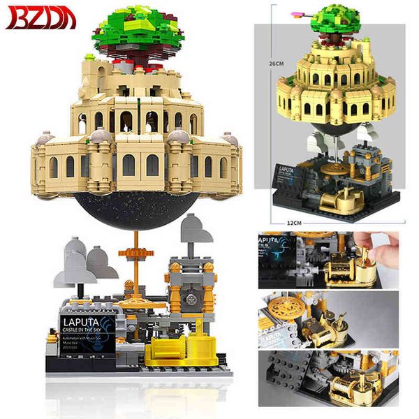 Xingbao ideas castelo no céu blocos Laputa Castle Music Box Blocks Moc Castle Modelo Definir tijolos para crianças brinquedos presentes AA220303