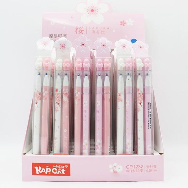 

gel pens 2pcs /set pink princess bow cap sakura erasable pen blue ink