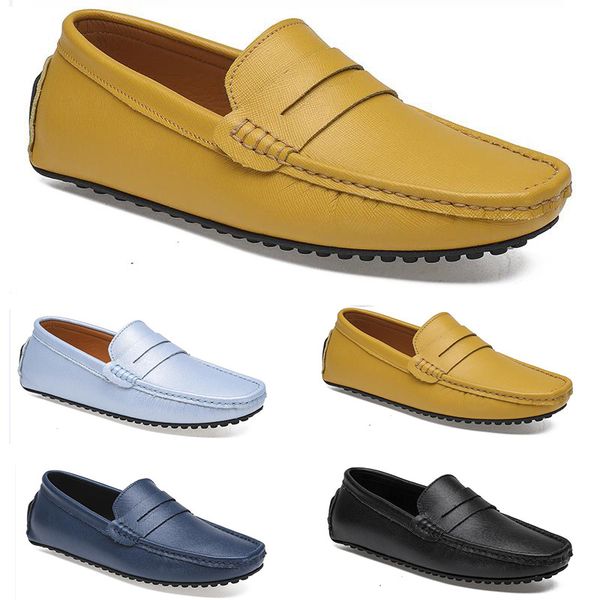 

peas driving casual leather men's shoes soft sole rubber sier white black bury split khaki yellow grey footwear all-match lazy337