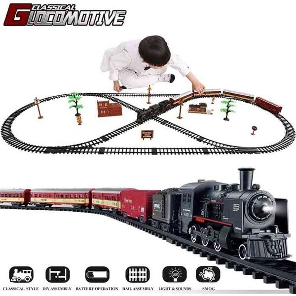 

electric christmas train toy set car railway tracks steam locomotive engine diecast model educational game boy toys for children