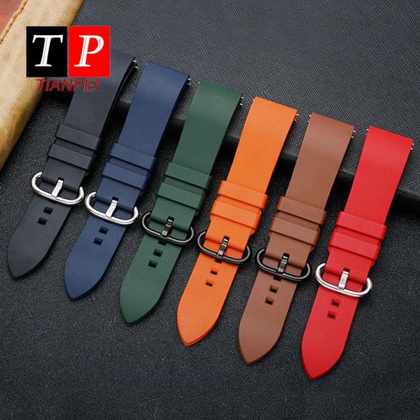 

watch bands fluorine rubber strap 20/22/24mm silicone belt for omeg a waterproof band black concave interface, Black;brown