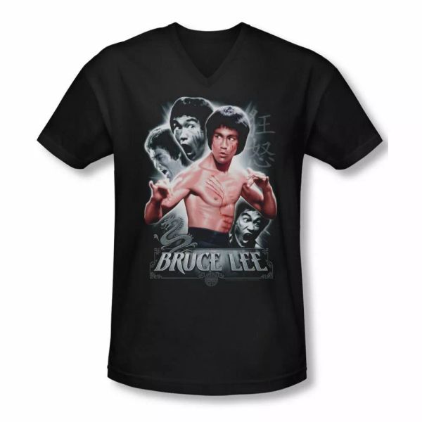 

bruce lee inner fury v neck t-shirt sizes- s-2x new, White;black