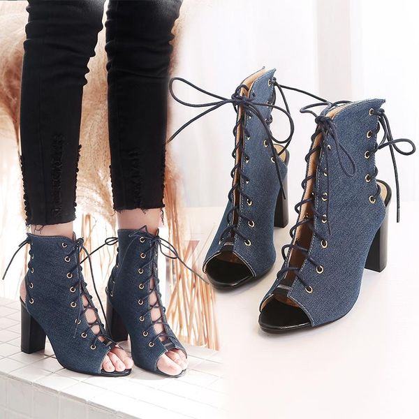 

dress shoes 2021 fashion lace-up sandals open toed high heels women transparent heel party pumps 9 cm sales promotion, Black
