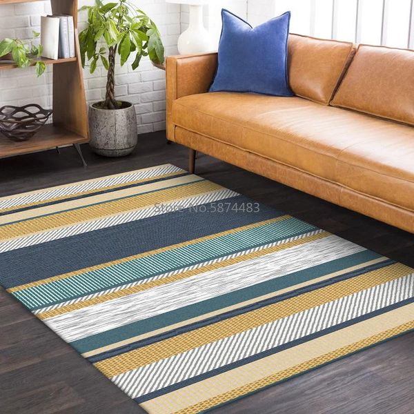 

carpets 200*300cm fashionable modern simple yellow white blue plaid stripe splicing living room bedroom kitchen bedside carpet mat