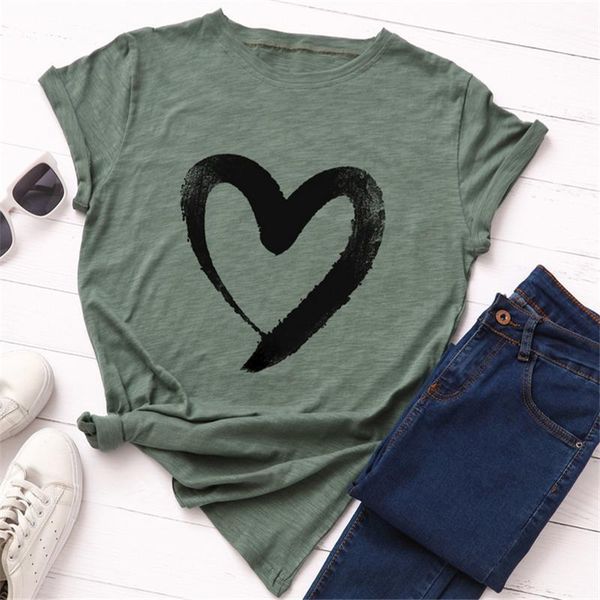 

women heart printed shirt 2021 fashion blouse and shirts casual o neck short sleeve female clothes women's blouses &, White