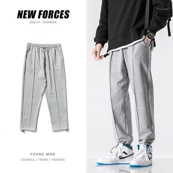 

pants streamline cotton men's spring and summer sports casual joggers streetwear college fashion tidal current, Black