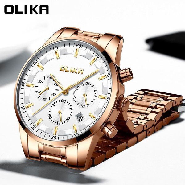

wristwatches 2021olika business luminous quartz wristwatch fashion stainless steel mens watches men relogio masculino, Slivery;brown