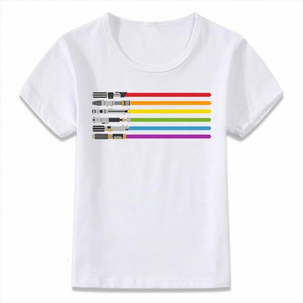 

kids clothes t shirt lightsaber rainbow children for boys and girls toddler shirts oal021, Blue