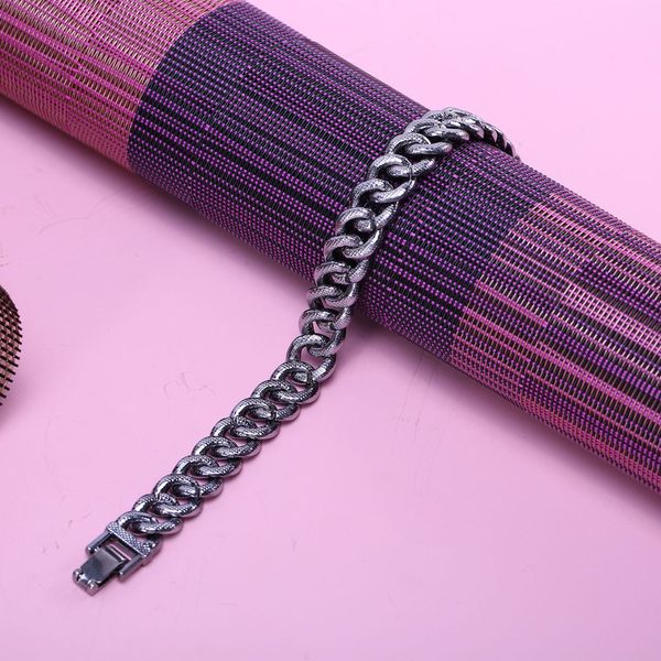 

chain custom fashion punk hip hop cuban bracelet trend high sense black couple
