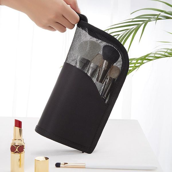 Vendita porta pennelli da trucco da viaggio borsa organizer nera custodia per cosmetici con cerniera - custodie per borse B5