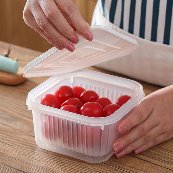 

storage bottles & jars norbi box refrigerator sealed ginger garlic and onion portable square plastic transparent water bowl .