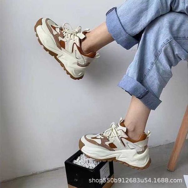 

dad sho women's thick soled sports 2021 korean muffin casual white