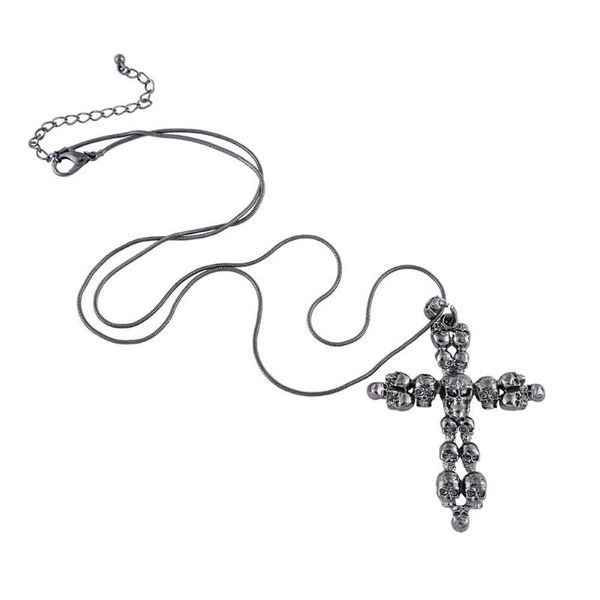 

pendant necklaces selling fashion punk hip hop personality wild cross skull european and american retro simple necklace accessories, Silver