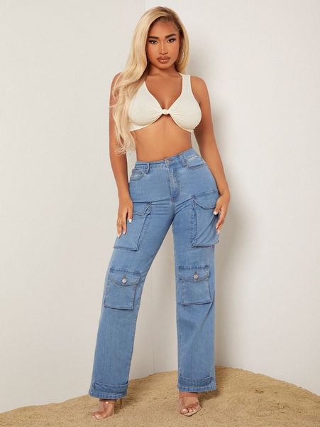 

sxy washed pocket front jeans n4i1#, Blue
