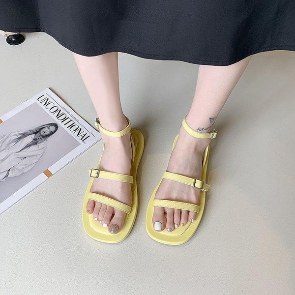 

flat platform sandals women shoes narrow band summer outdoor leisure open toe buckle zapatos mujer, Black