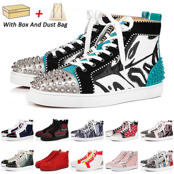 

2021 platform designer flat casual sports shoes size 13 luxurys red bottoms leisure loafers junior suede spikes for mens womens outdoor trai, Black