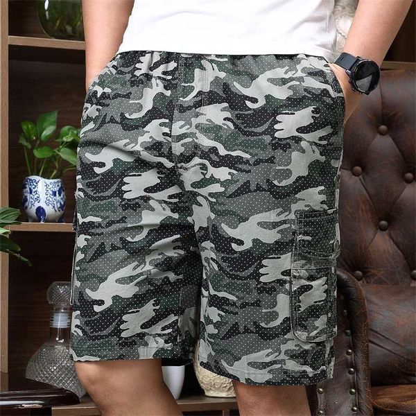 

summer mens cargo shorts army military camouflage men cotton loose breathe plus size 5xl homme casual short pants 210714, White;black