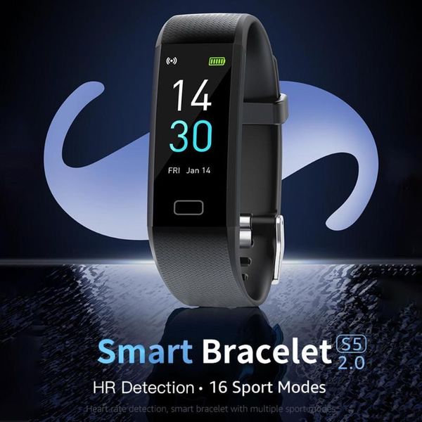 

smart wristbands s5 sports watch 's heart rate blood pressure and body temperature monitoring ip68 waterproof bracelet men women