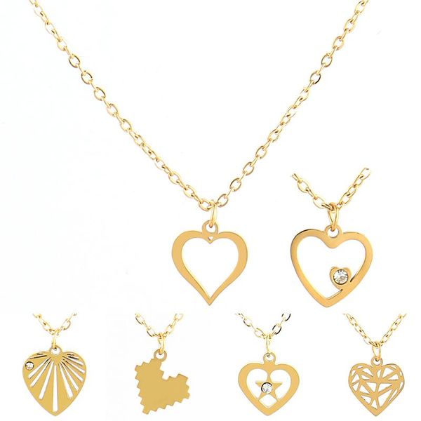 

chains stainless steel necklace gold color heart women's pendant fashion female choker necklaces simple jewelry gifts, Silver