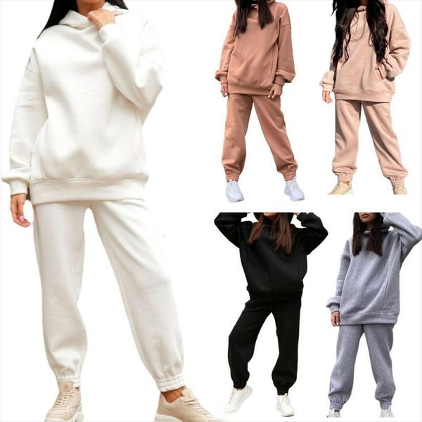 

sweatshirt and sweatpants sets womens pants patchwork fashion tracksuit set casual long sleeve pullovers autumn sportwear for, White
