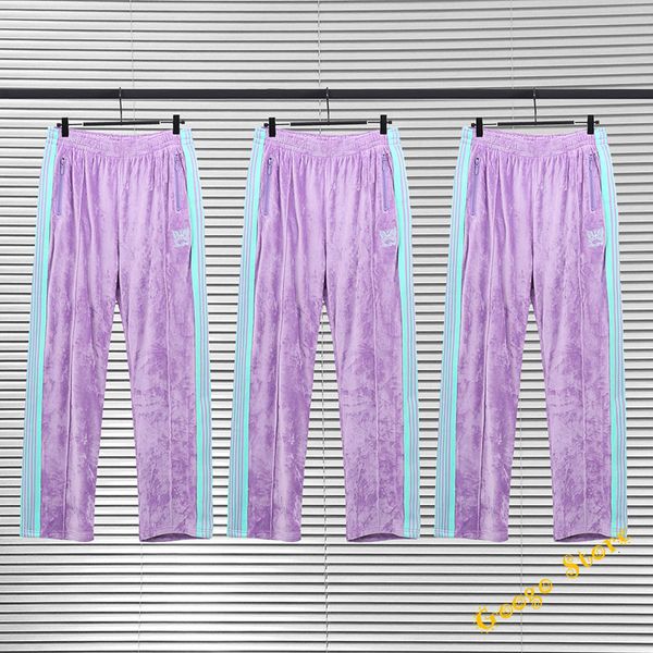 

men's pants running pants with needles for men and women, striped sweat butterfly embroidery needles, of purple, Black