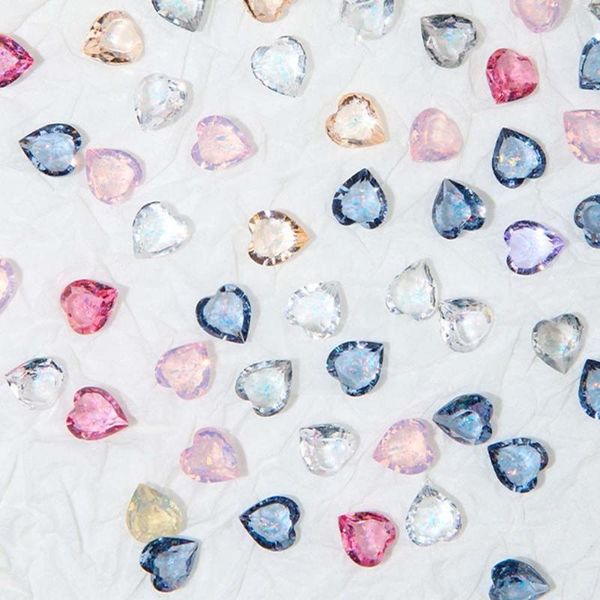 

nail art decorations 100pcs heart shaped jewelry love diamond crystal fashion candy color diy ornaments manicure accessories, Silver;gold