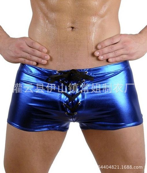 

underwear men's boxers pu bodybuilding pants gilded pole dance n6, Black;white