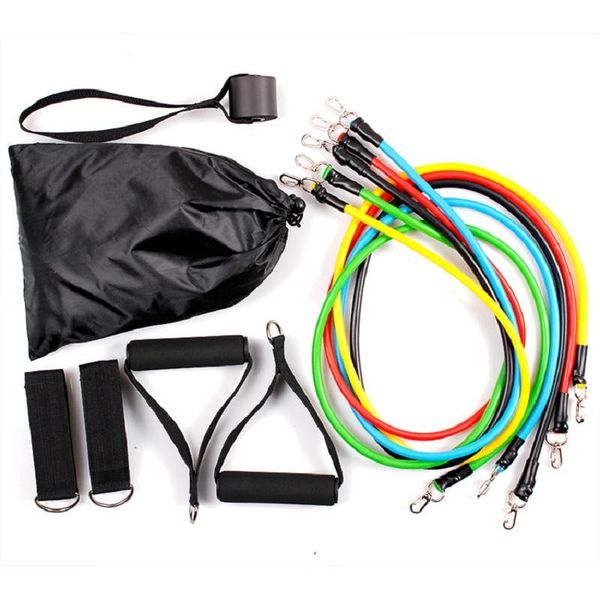 

11-piece set resistance bands sport equipment one-word pull band yoga tension